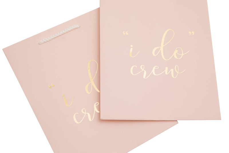 Partay Shenanigans I Do Crew Gift Bags - 12 Pack Baby Pink Bridal Favor Bag 210msg with Gold Foil '"i do" Crew' Print for Bridal Party Bridal Shower Bachelorette Party Hens Party Bridesmaid Gift Bags - 9"x7"x4" - Image 3